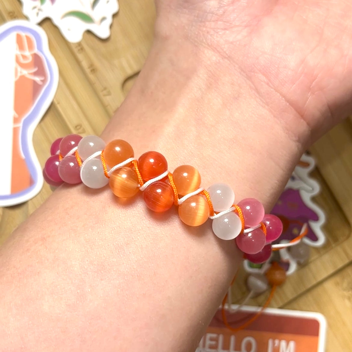 Pride Bracelet | Lesbian | Cat's Eye Glaze