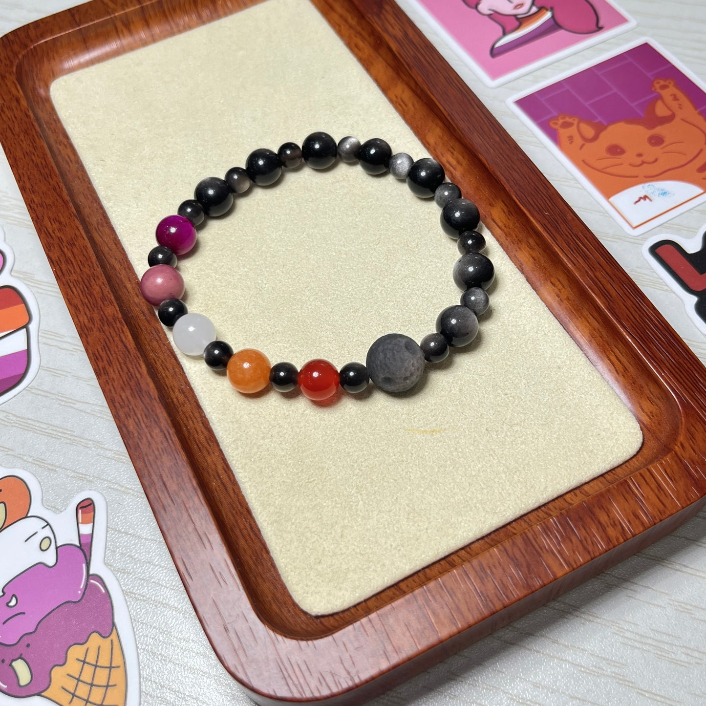 Pride Bracelet | Lesbian | Natural Stone Beads