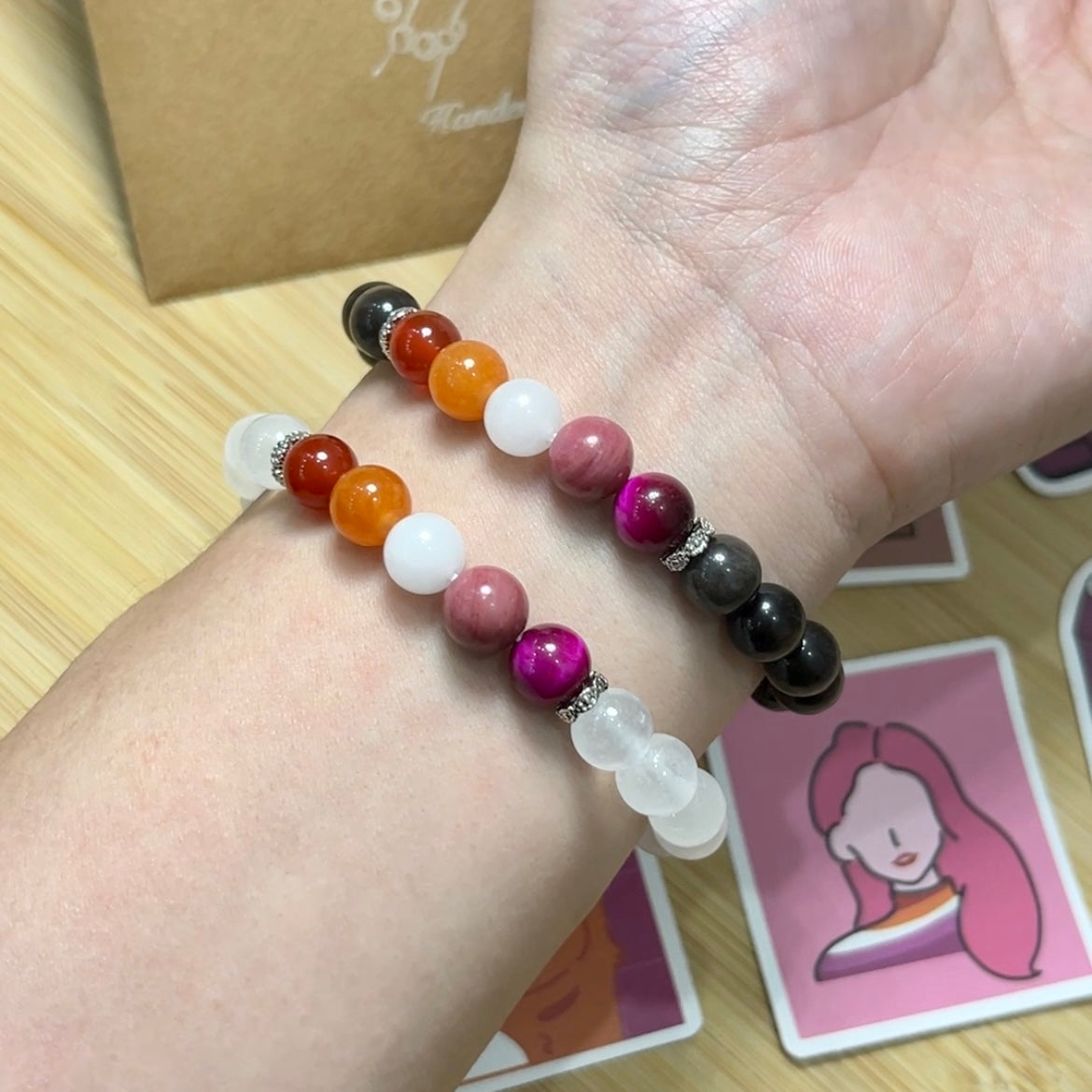 Pride Bracelet | Lesbian Matching bracelets | Natural Stone Beads | 'Awakening Lion'—Luck, Strength & Courage.