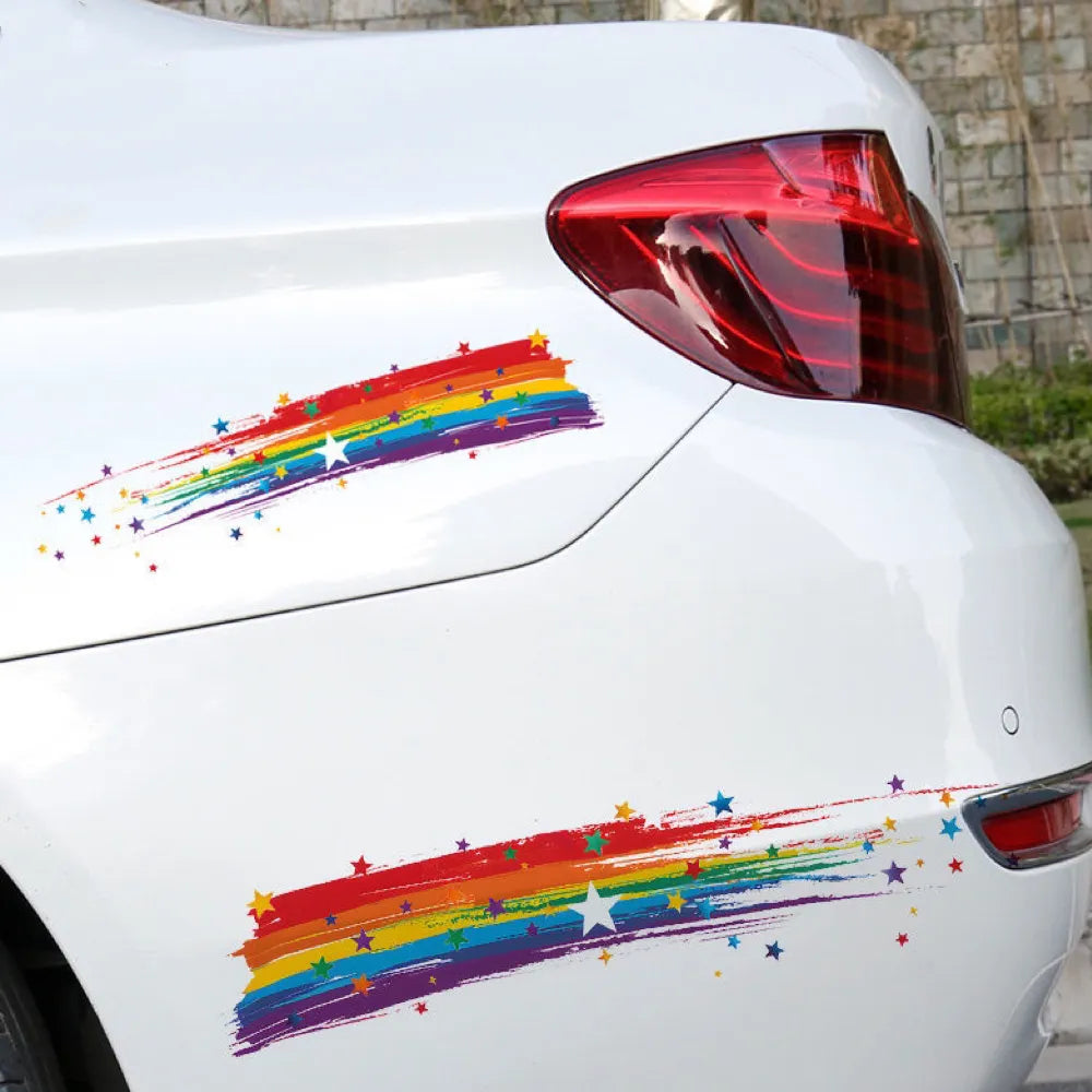 "PRIDE" Bumper Sticker Set - Rainbow Star Design