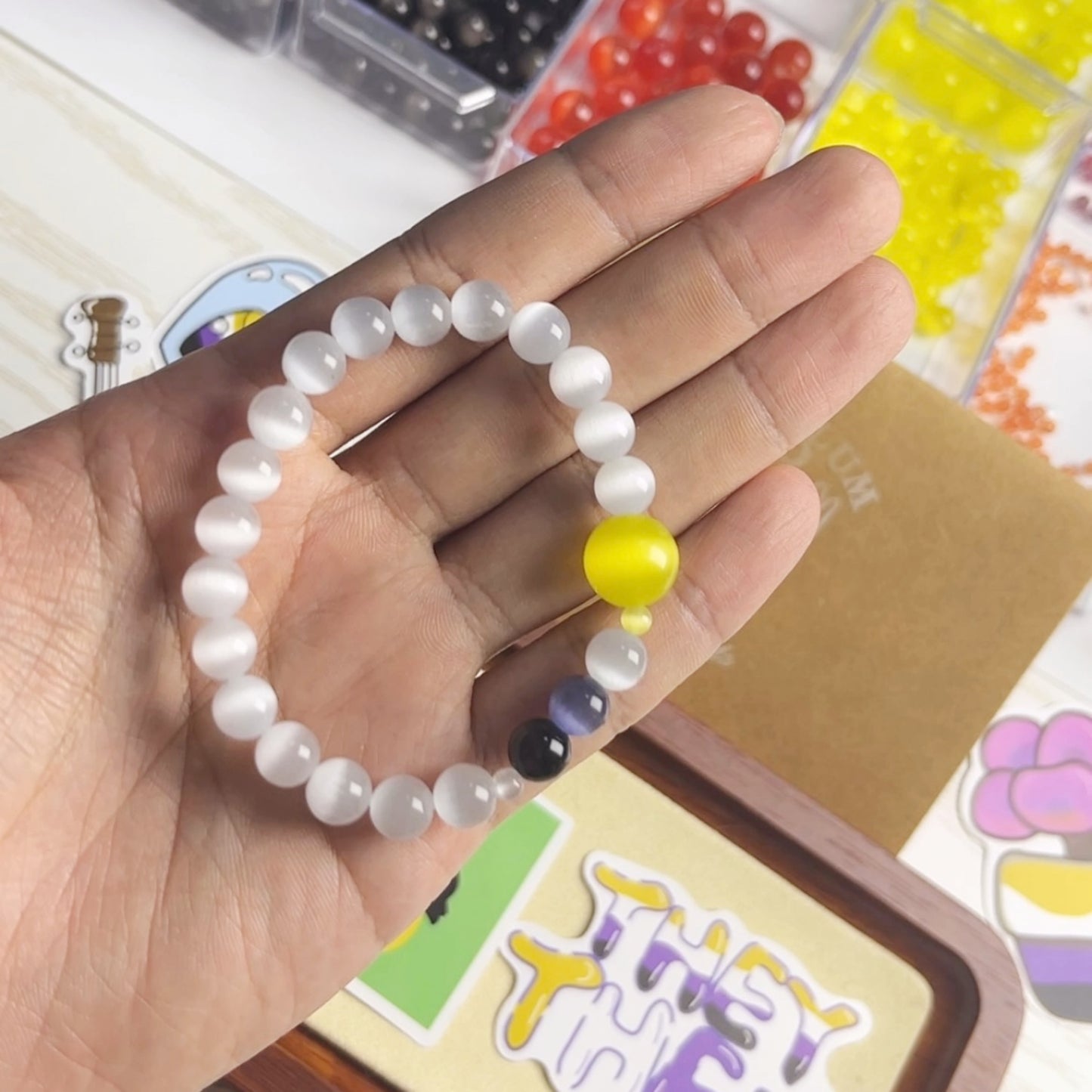 Pride Bracelet | Nonbinary | Planet Cat‑eye