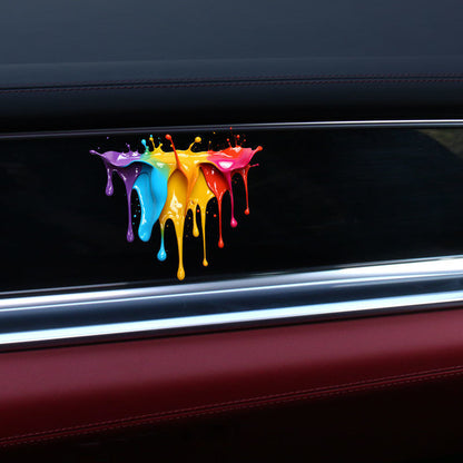 "PRIDE" Car Bumper Sticker Set - Rainbow Fluid Paint Design