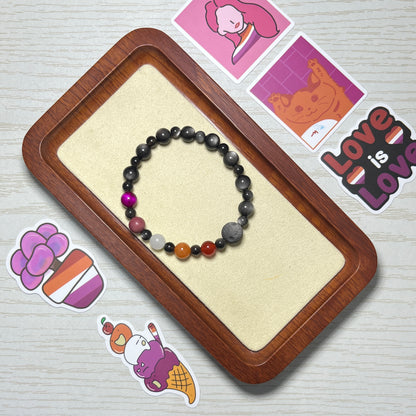 Pride Bracelet | Lesbian | Natural Stone Beads