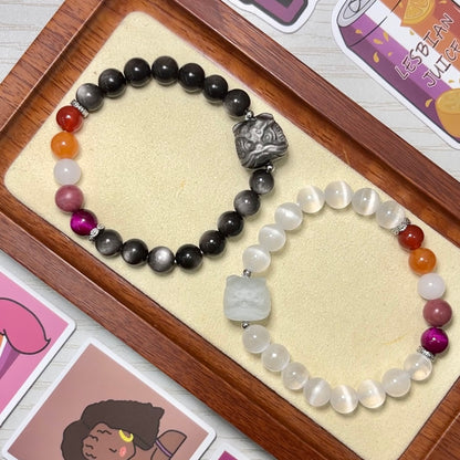 Pride Bracelet | Lesbian Matching bracelets | Natural Stone Beads | 'Awakening Lion'—Luck, Strength & Courage.