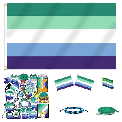 Great Value Bundle | MLM Pride | Includes: Flag, Bracelet, 50 Stickers, Pin, 2 Hand Flags, Shoelaces