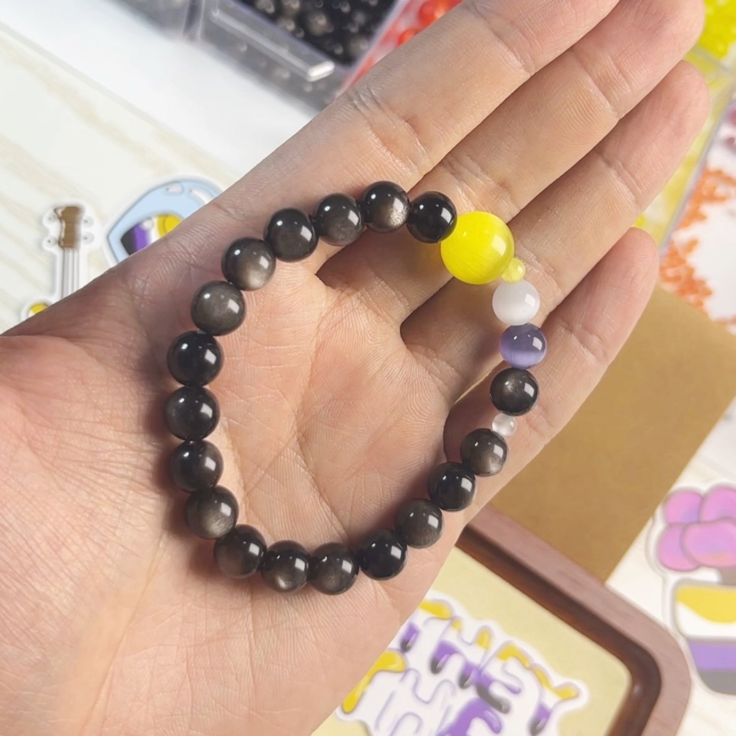 Pride Bracelet | Nonbinary | Planet Cat‑eye