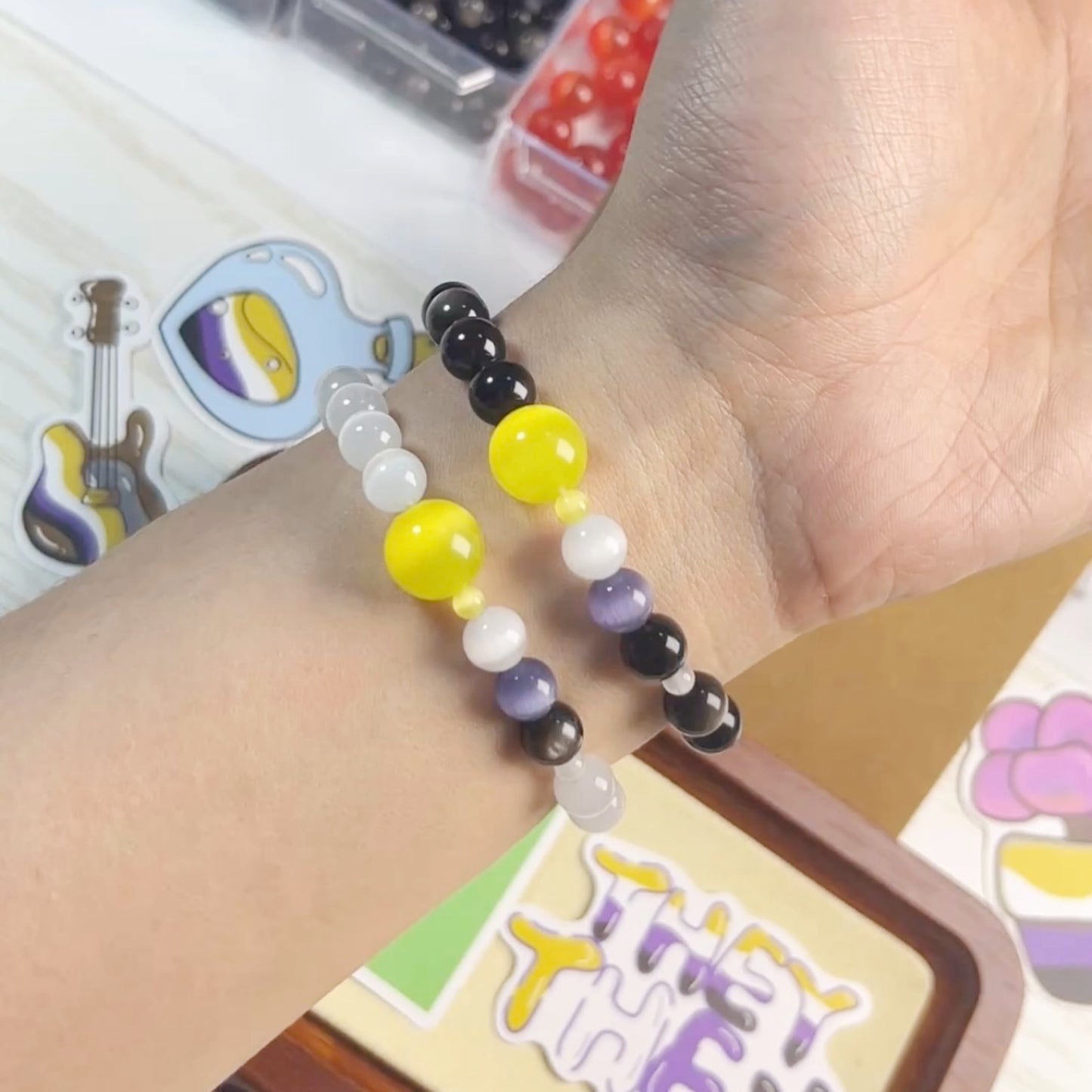 Pride Bracelet | Nonbinary | Planet Cat‑eye