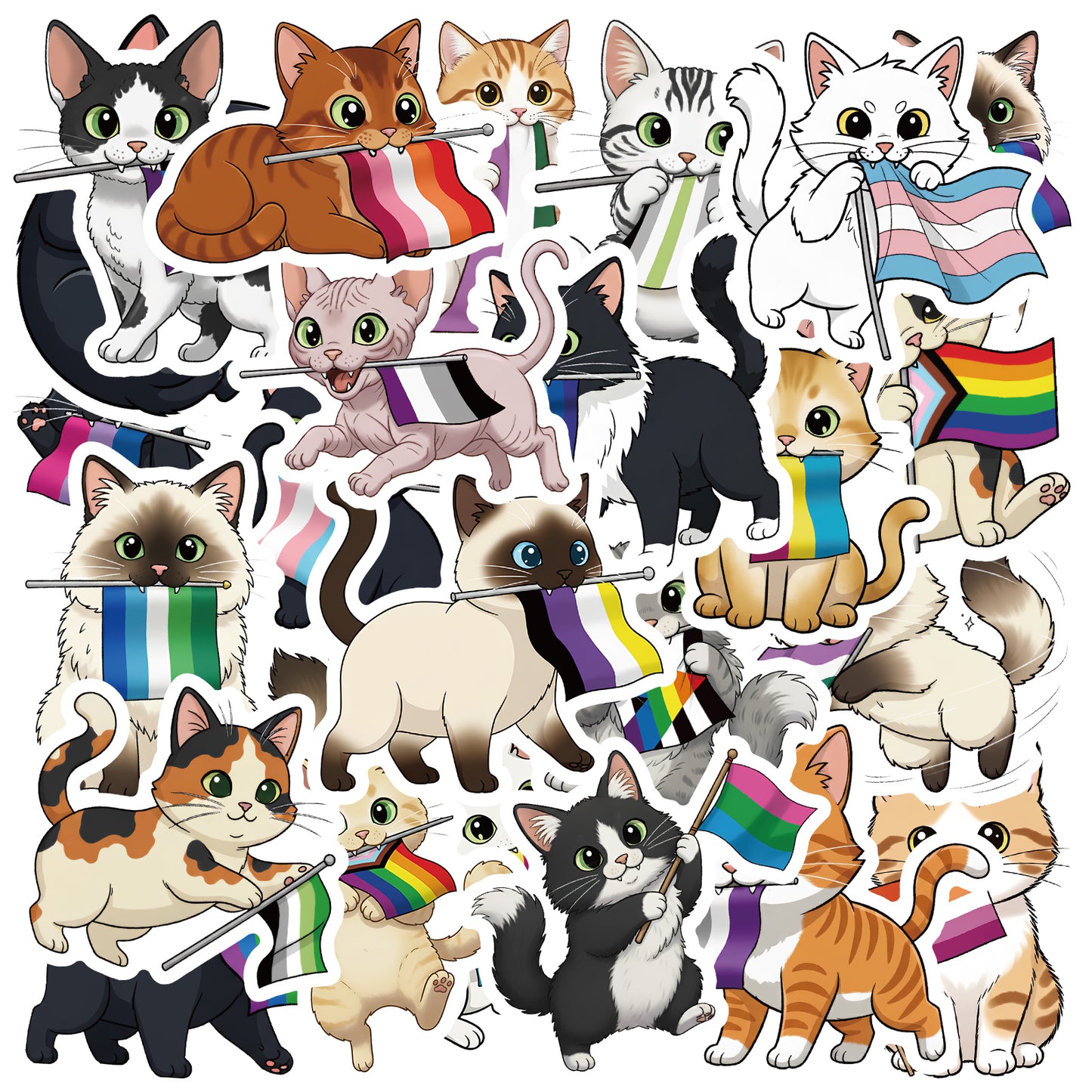 Bulk Pride Stickers | Assorted Pride | Cat | 60 PCS