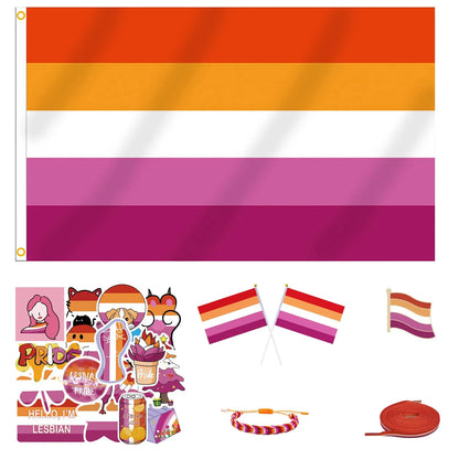 Great Value Bundle | WLW Lesbian Pride | Includes: Flag, Bracelet, 50 Stickers, Pin, 2 Hand Flags, Shoelaces